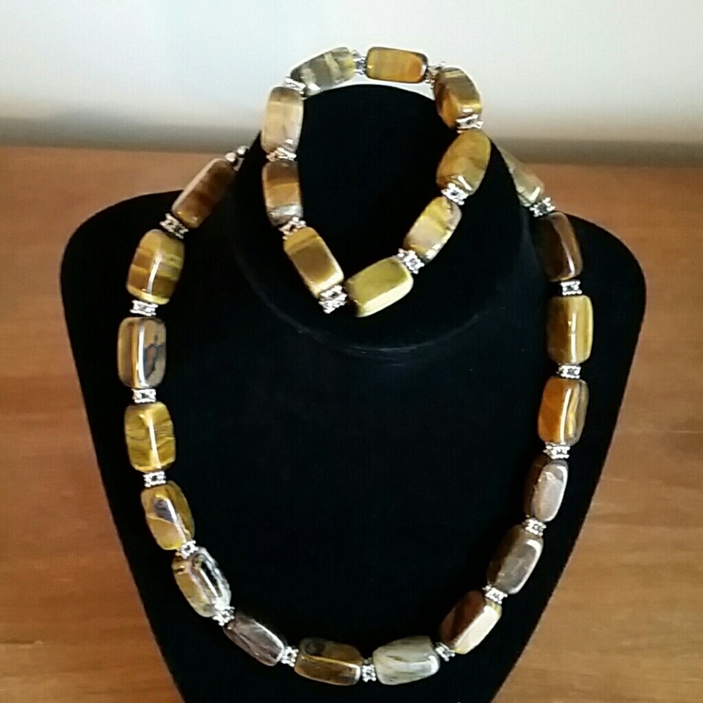 Tigers eye Jamaican jemstone set